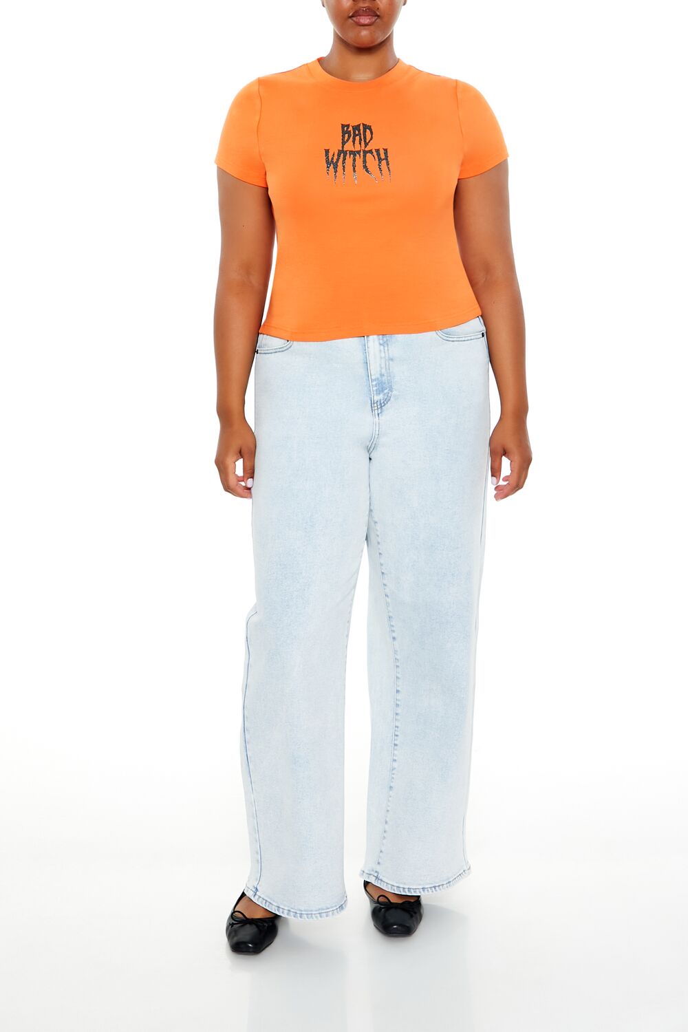 Plus Size Bad Witch Graphic Tee-Feelings Star