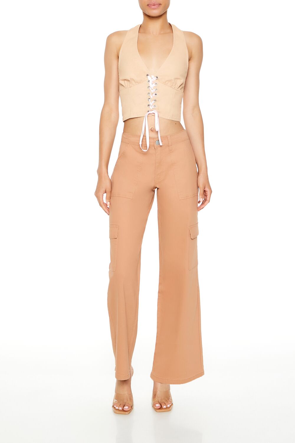 Twill Low-Rise Cargo Pants-Feelings Star