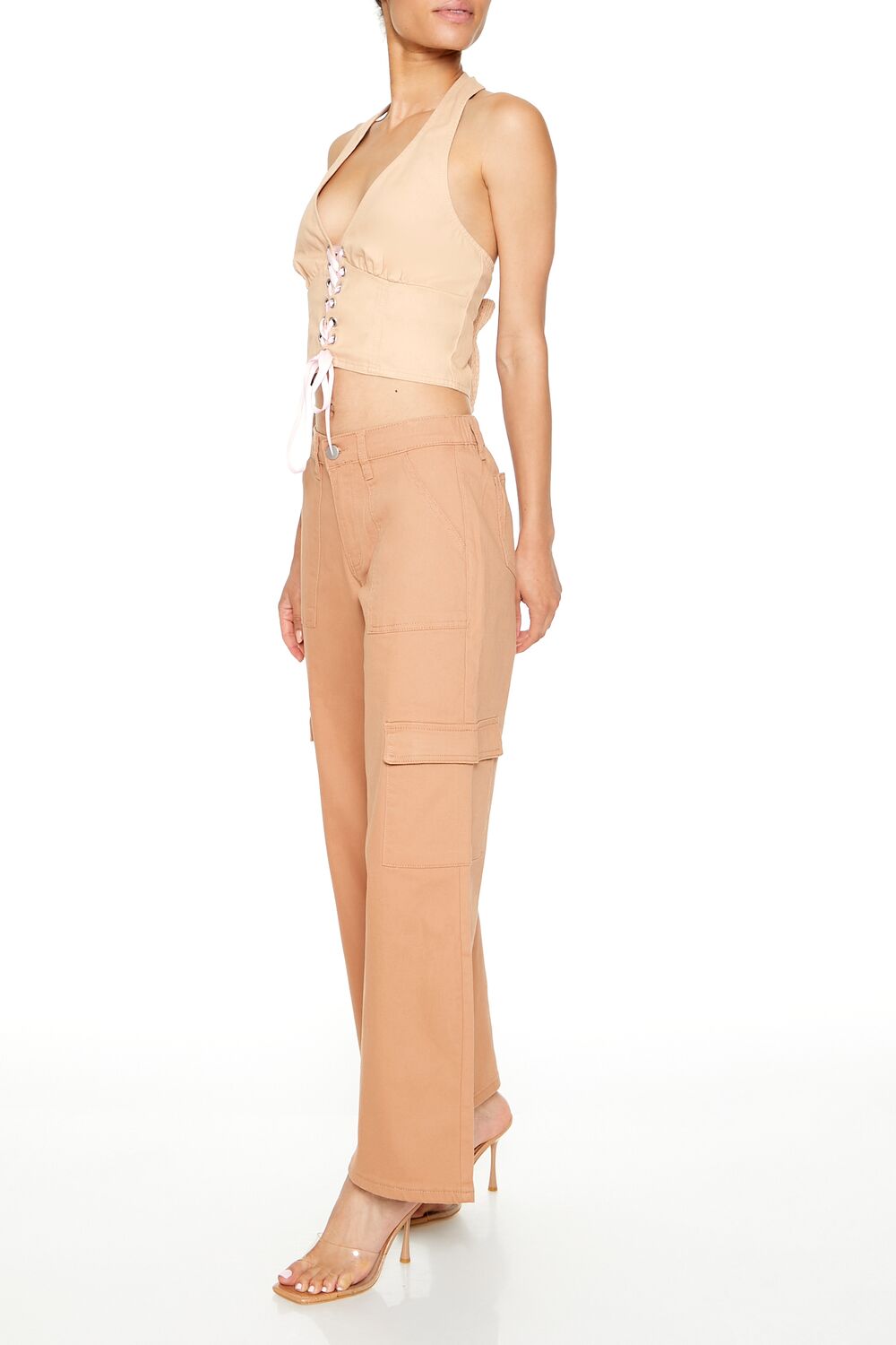 Twill Low-Rise Cargo Pants-Feelings Star