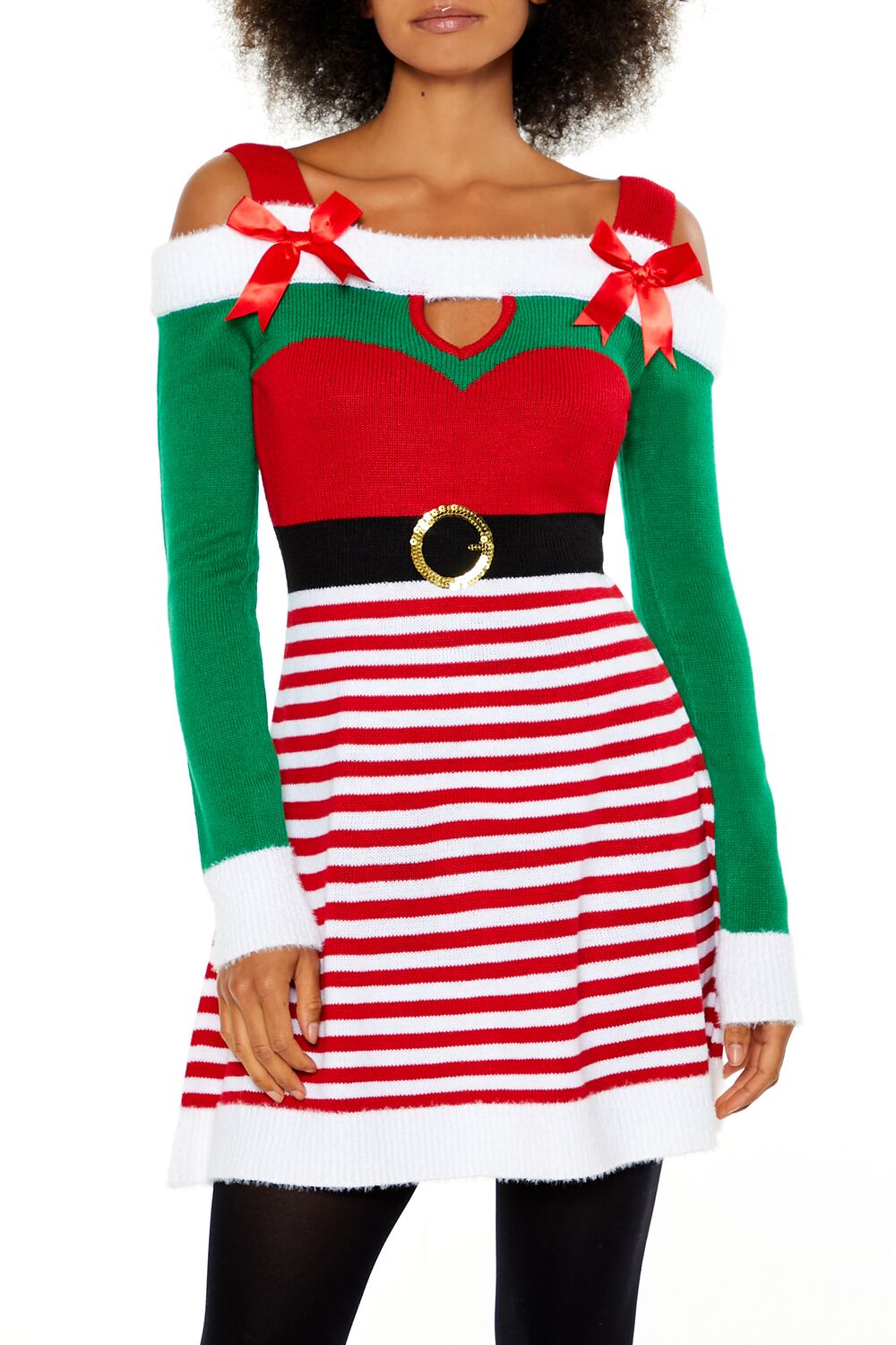 Striped Elf Mini Dress-Feelings Star