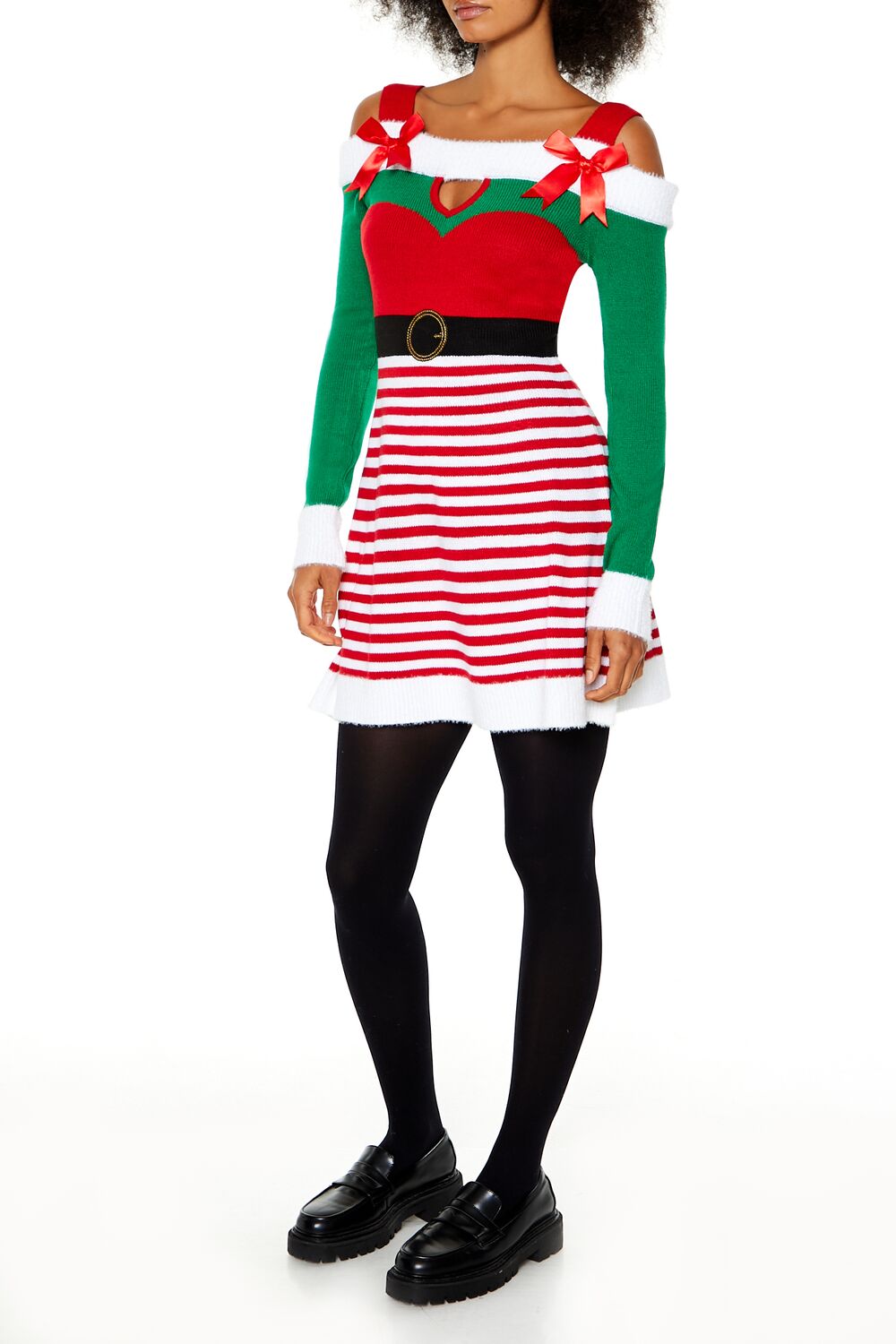 Striped Elf Mini Dress-Feelings Star