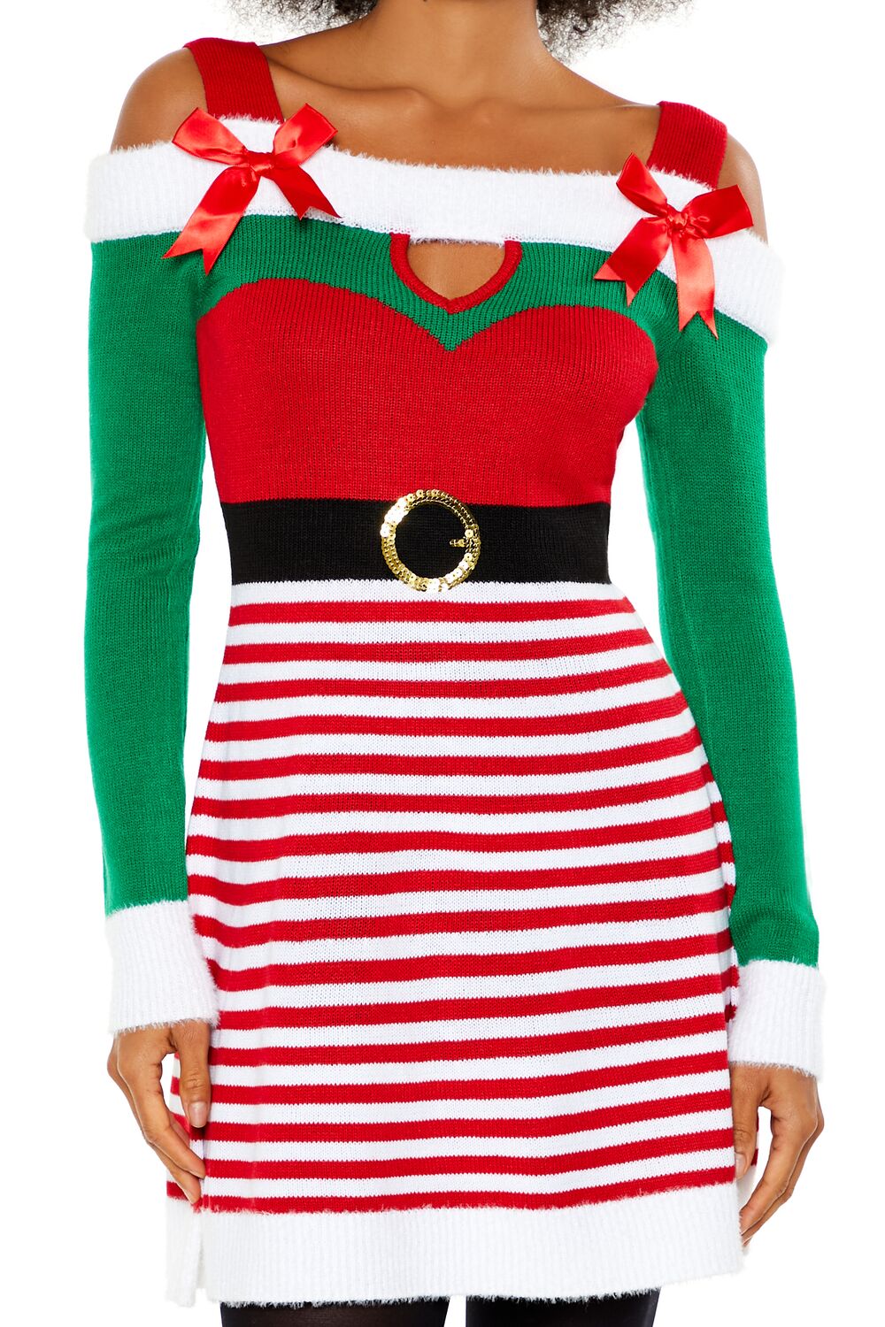 Striped Elf Mini Dress-Feelings Star