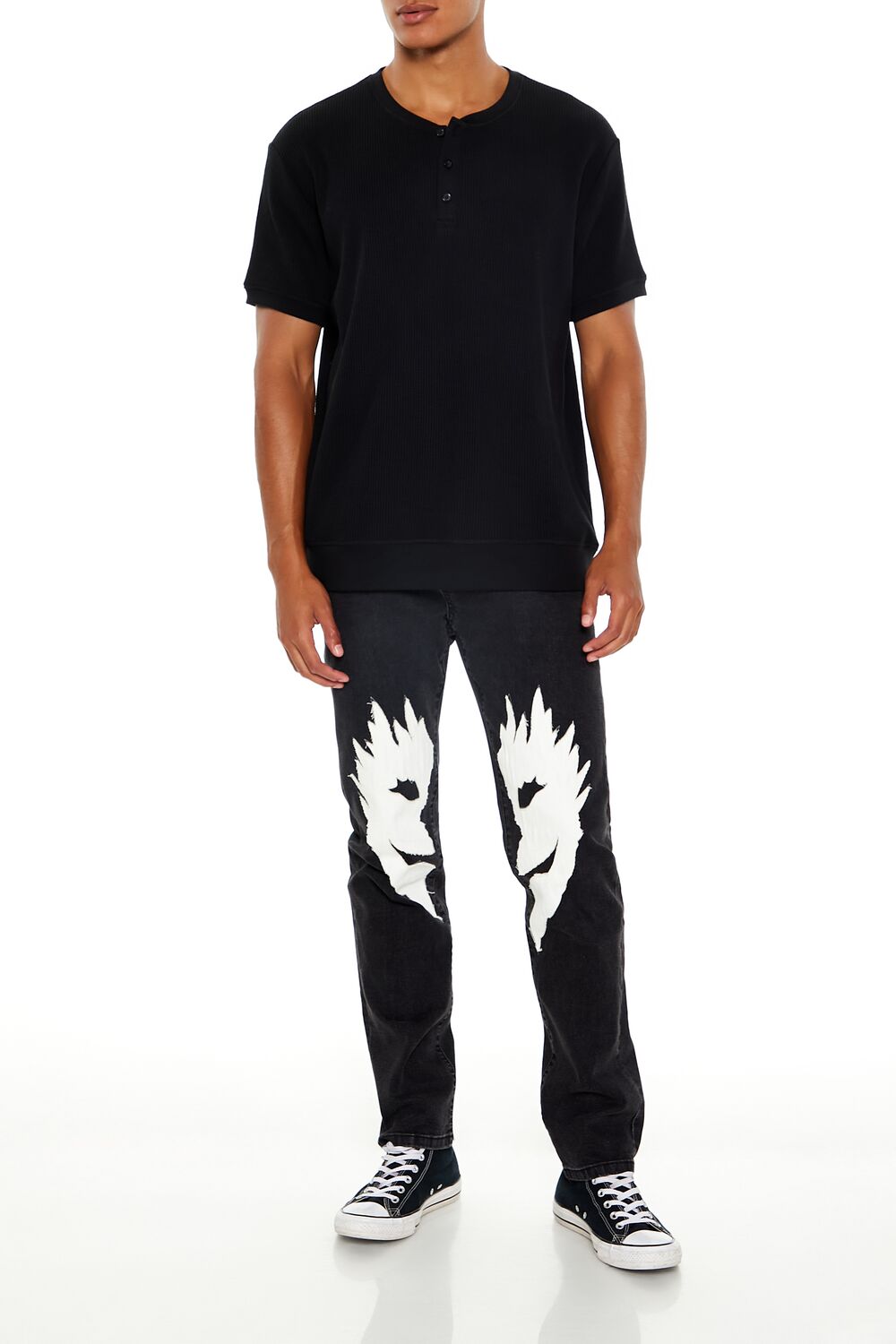 Split Face Slim-Fit Jeans-Feelings Star