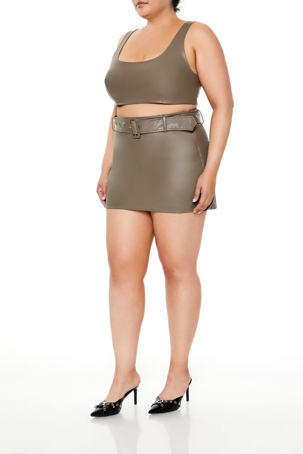 Plus Size Belted Mini Skirt-Feelings Star