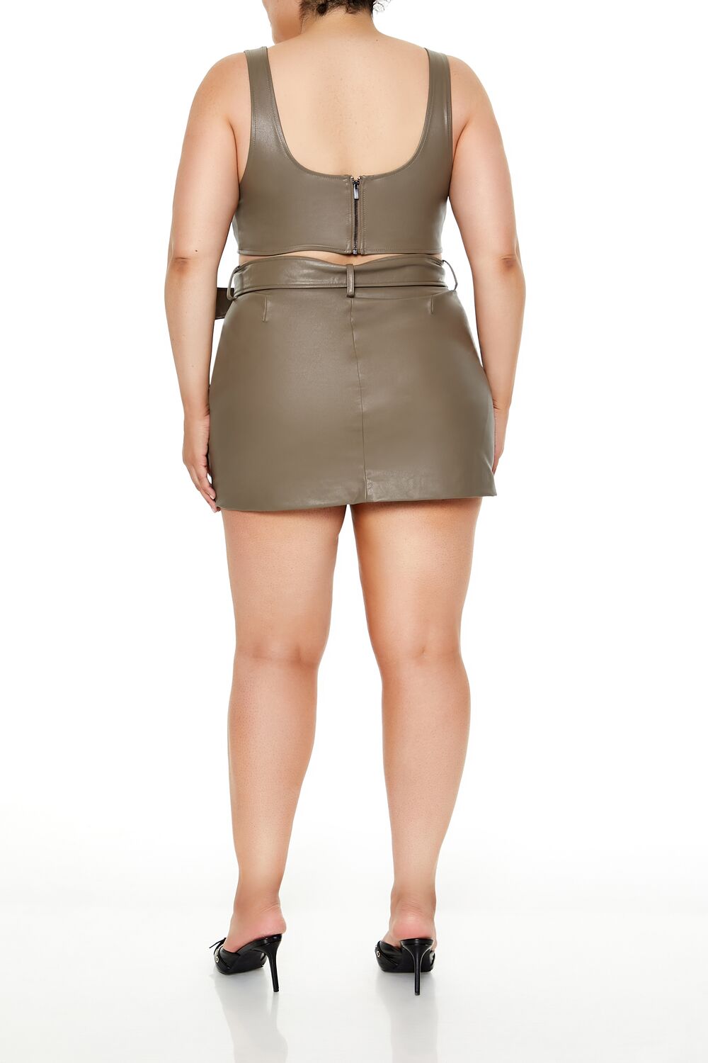 Plus Size Belted Mini Skirt-Feelings Star