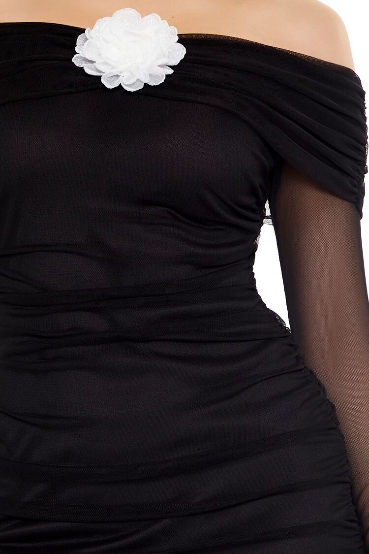 Rosette Off-the-Shoulder Mini Dress-Feelings Star