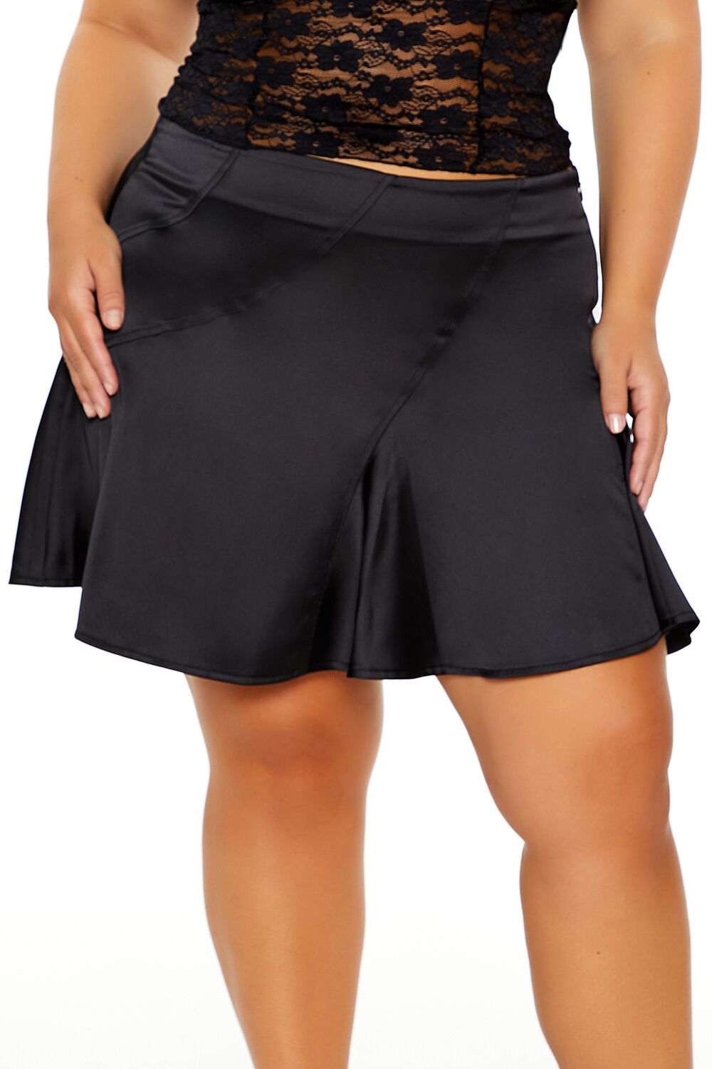 Plus Size Satin Mini Skirt-Feelings Star