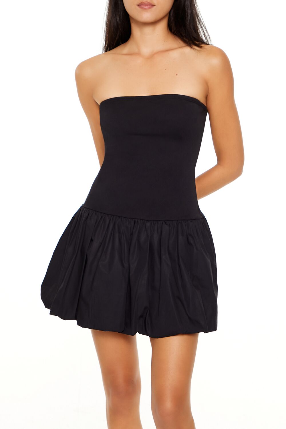 Strapless Bubble-Hem Mini Dress-Feelings Star