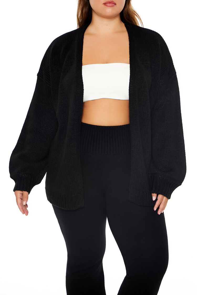 Plus Size Open-Front Cardigan Sweater-Feelings Star