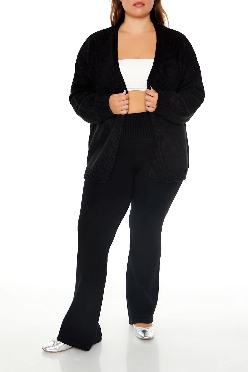 Plus Size Open-Front Cardigan Sweater-Feelings Star