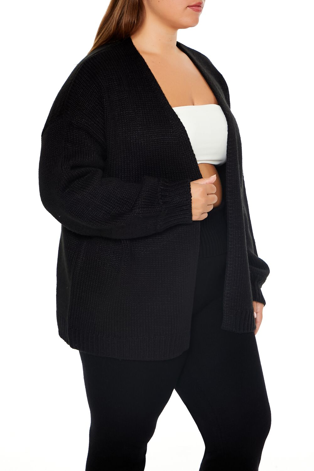 Plus Size Open-Front Cardigan Sweater-Feelings Star