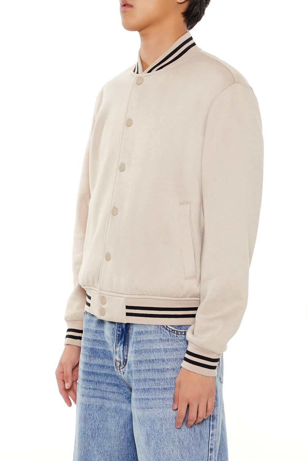 Varsity-Striped Bomber Jacket-Feelings Star