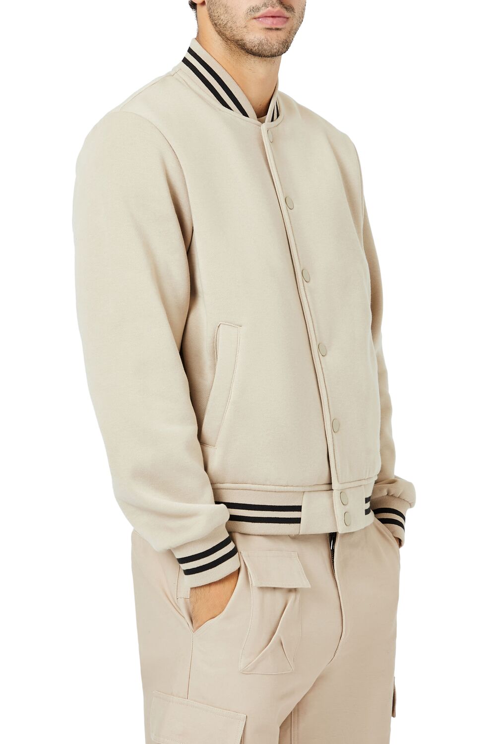 Varsity-Striped Bomber Jacket-Feelings Star