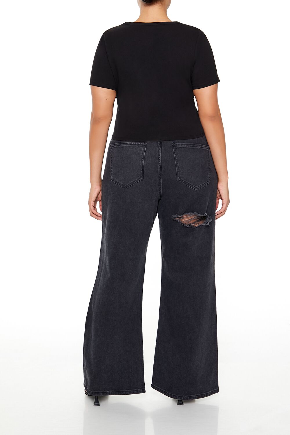 Plus Size Destroyed High-Rise Jeans-Feelings Star