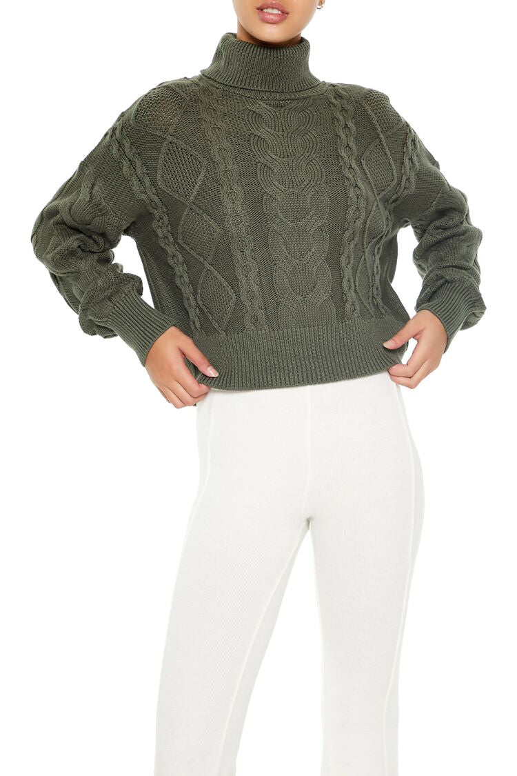 Cable Knit Turtleneck Sweater-Feelings Star