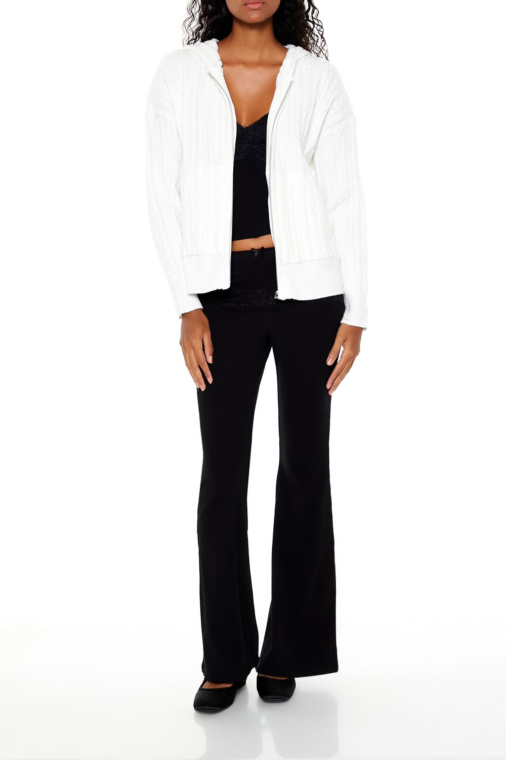 Cable Knit Zip-Up Hoodie-Feelings Star