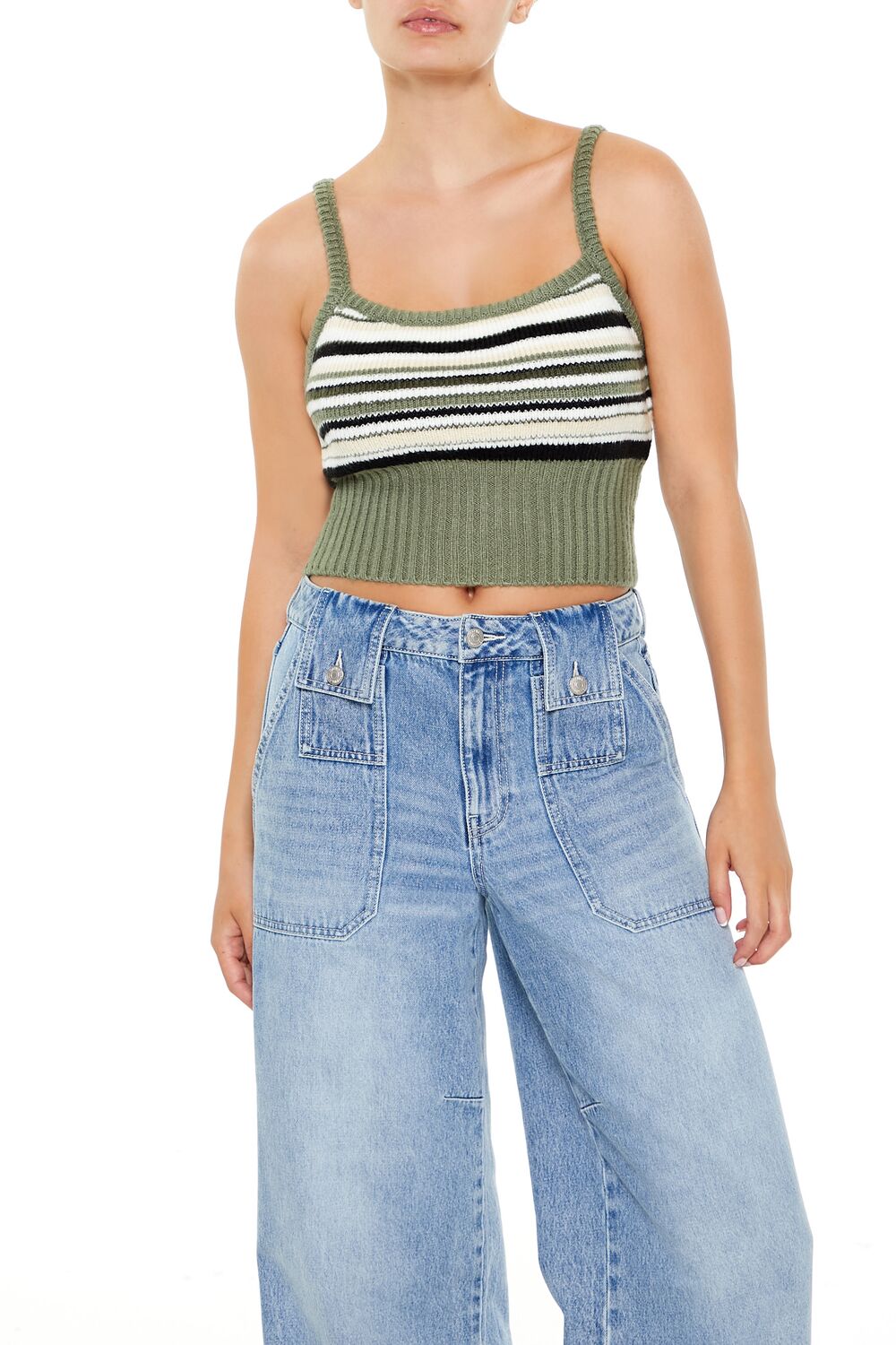 Striped Sweater-Knit Cami-Feelings Star