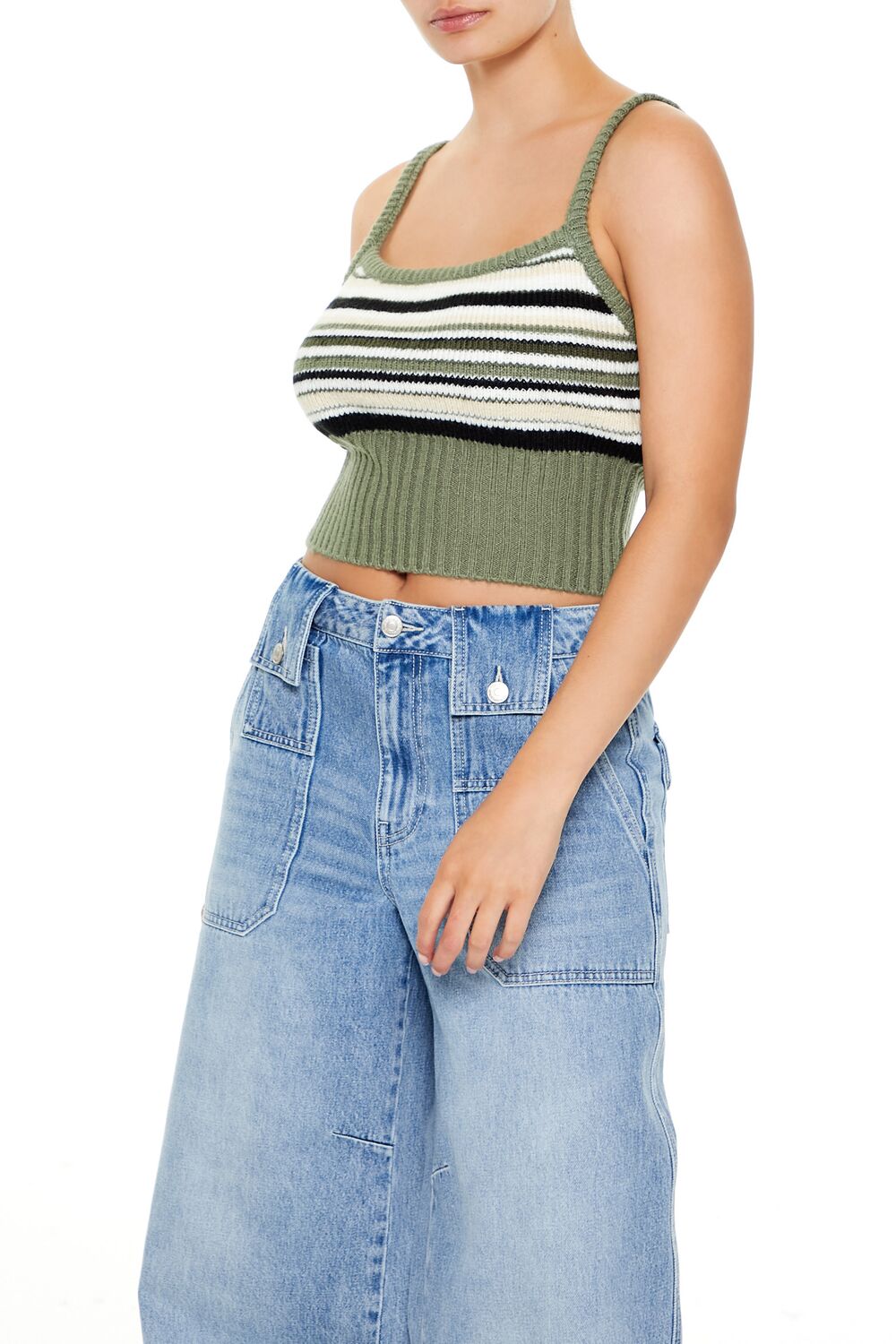 Striped Sweater-Knit Cami-Feelings Star