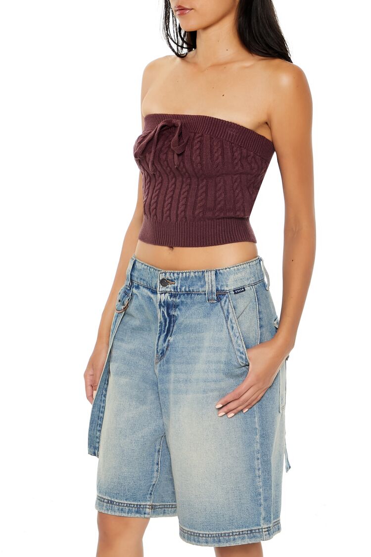 Cable Knit Cropped Tube Top-Feelings Star