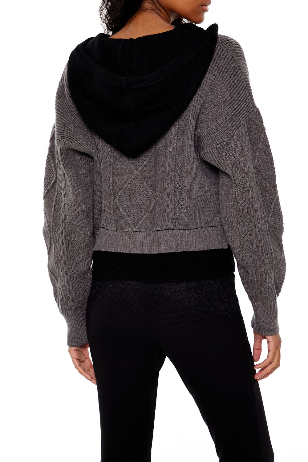 Cable Sweater-Knit Zip-Up Hoodie-Feelings Star