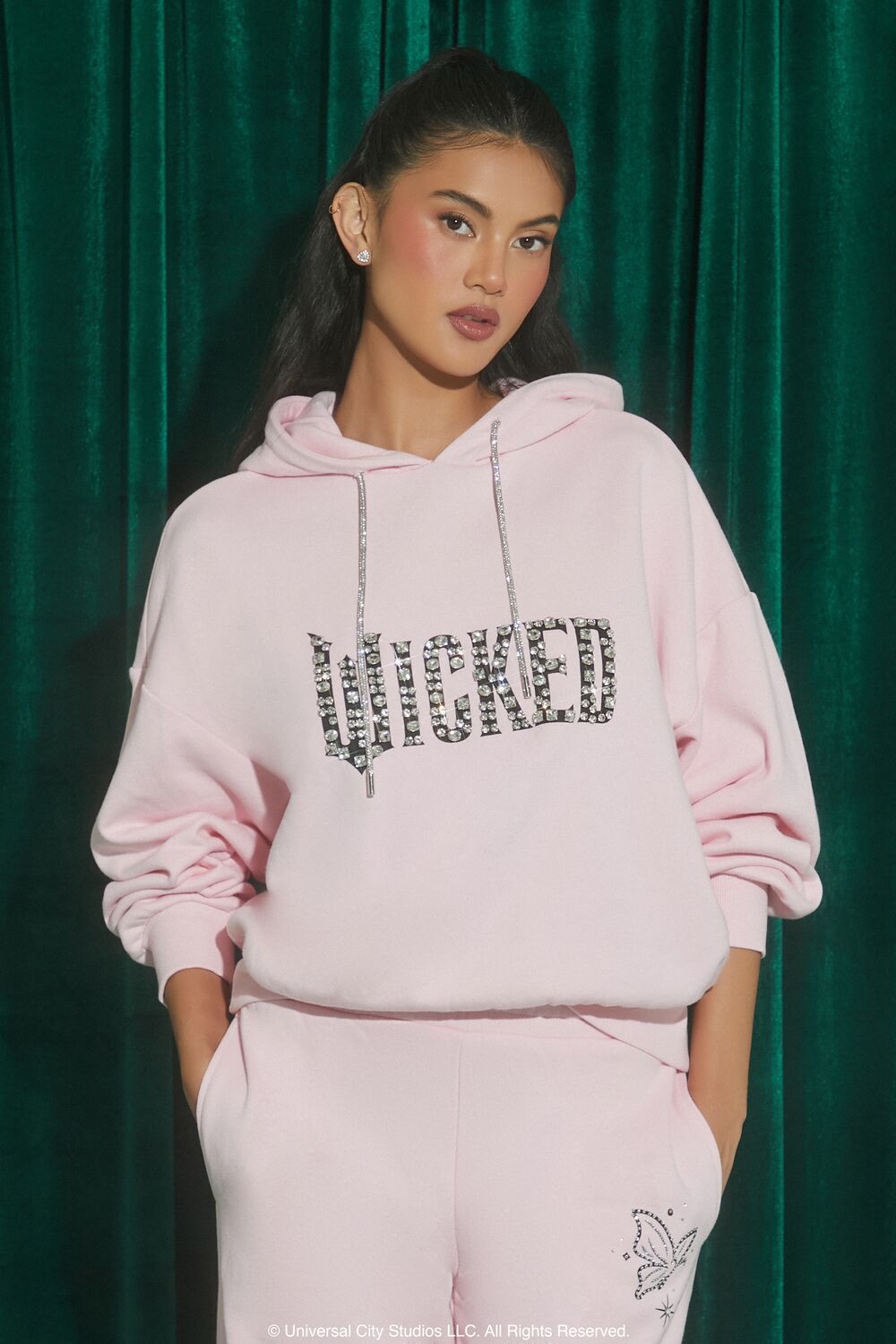 Wicked Faux Gem Fleece Hoodie-Feelings Star