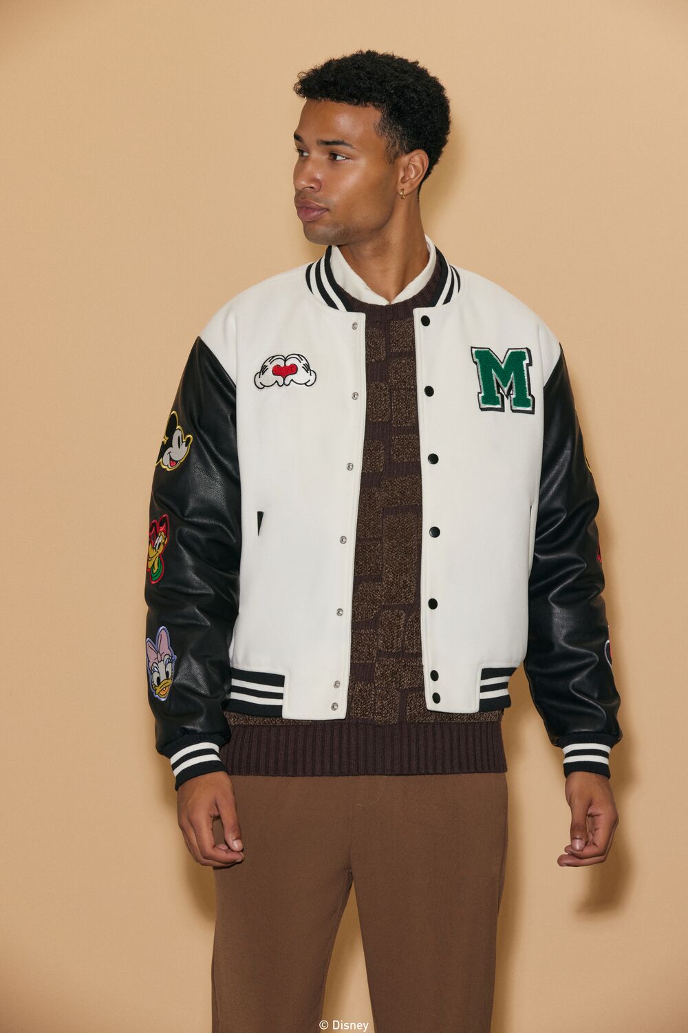 Unisex Disney Mickey & Friends Chenille Patch Varsity Jacket-Feelings Star