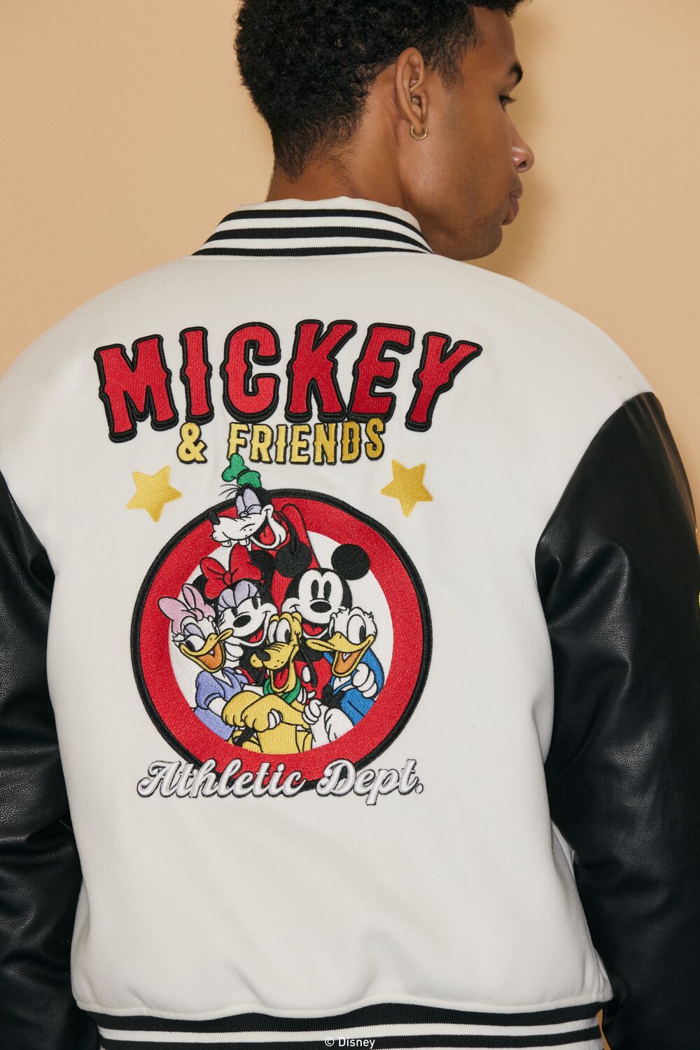 Unisex Disney Mickey & Friends Chenille Patch Varsity Jacket-Feelings Star