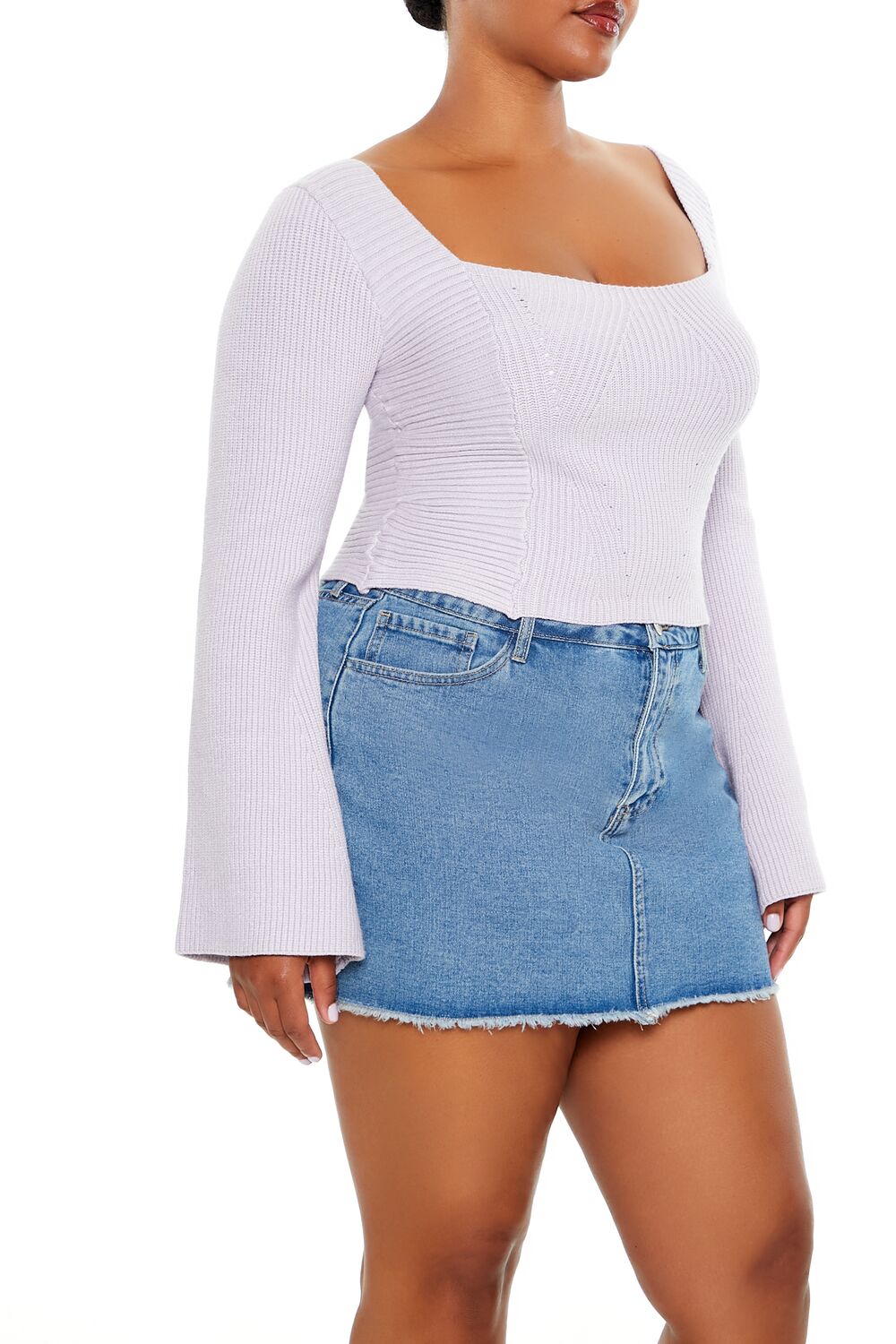 Plus Size Bell-Sleeve Sweater-Feelings Star