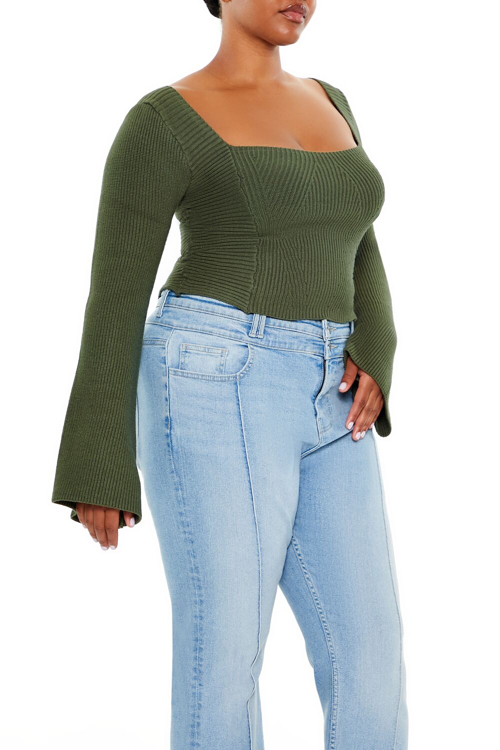 Plus Size Bell-Sleeve Sweater-Feelings Star