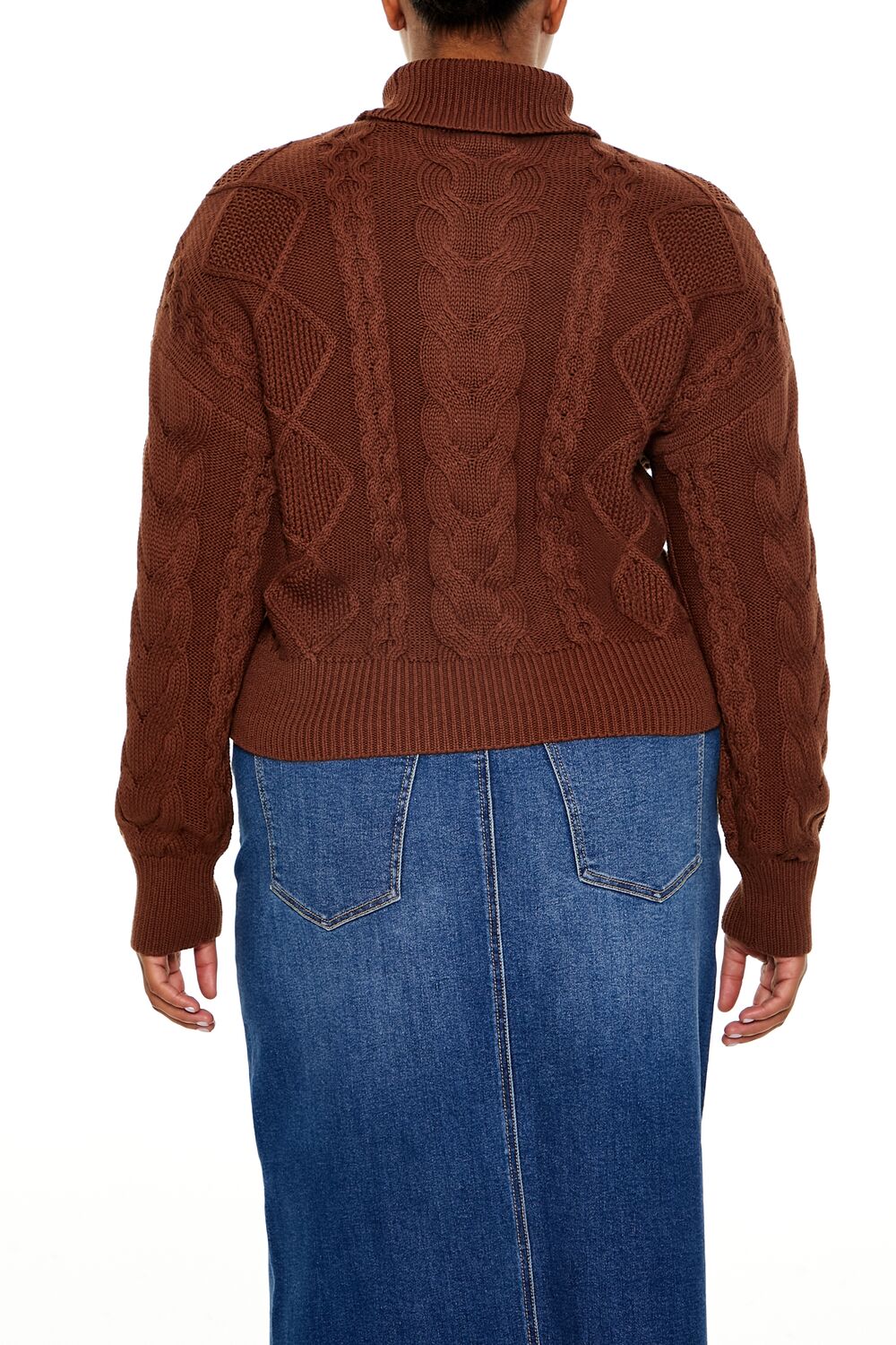 Plus Size Cable Knit Turtleneck Sweater-Feelings Star