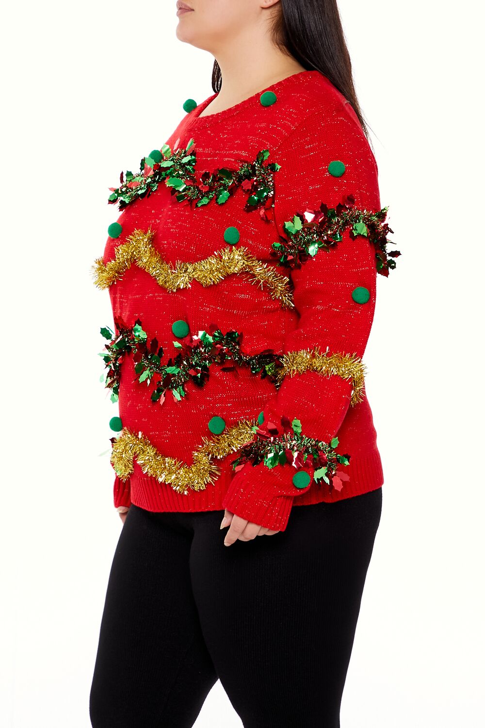 Plus Size Garland Pom Pom Sweater-Feelings Star