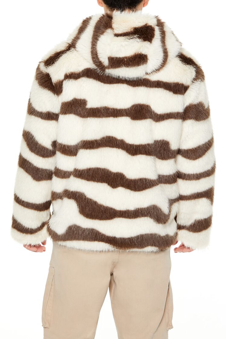 Striped Faux Fur Jacket-Feelings Star