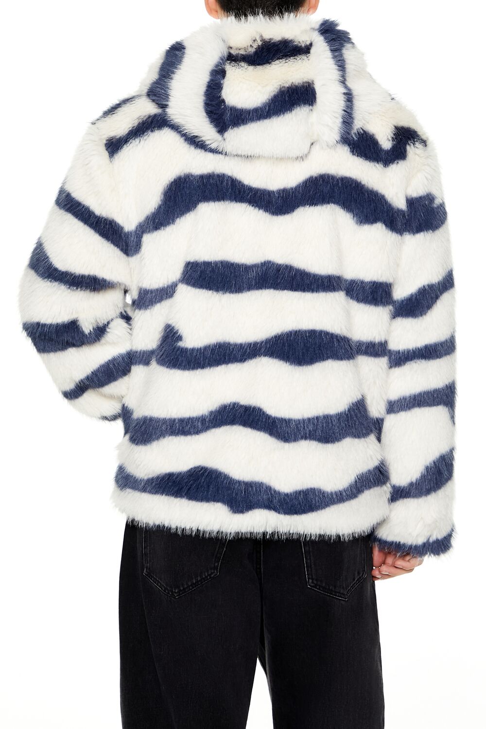 Striped Faux Fur Jacket-Feelings Star