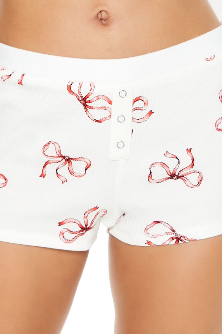 Mid-Rise Bow Pajama Shorts-Feelings Star
