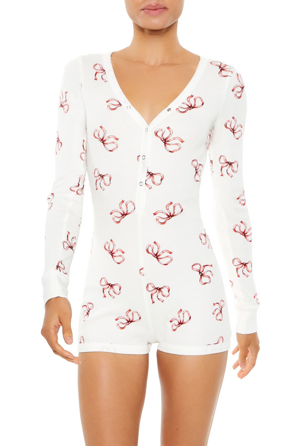Fitted Bow Pajama Romper-Feelings Star