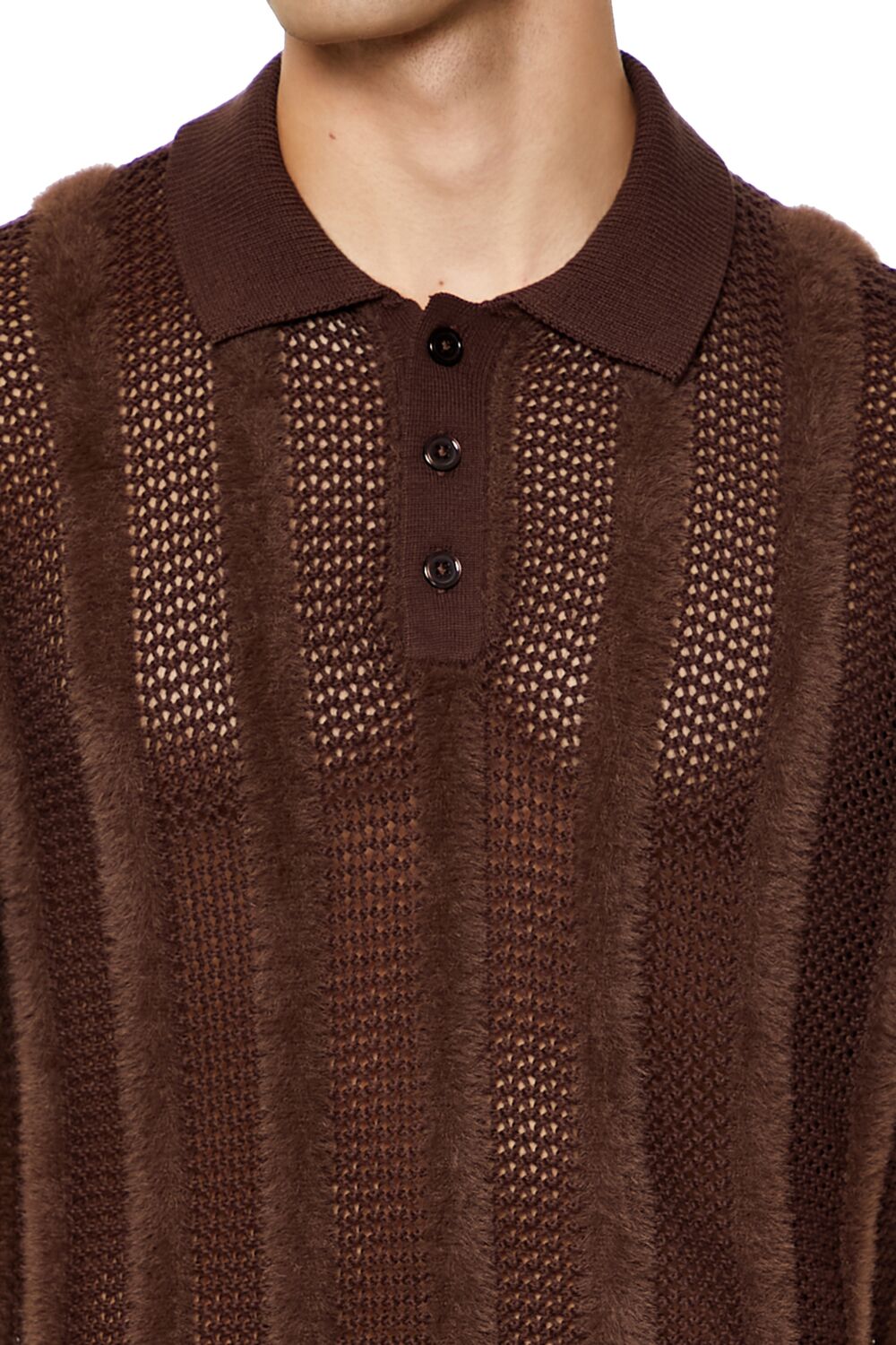 Striped Sweater-Knit Polo Shirt-Feelings Star