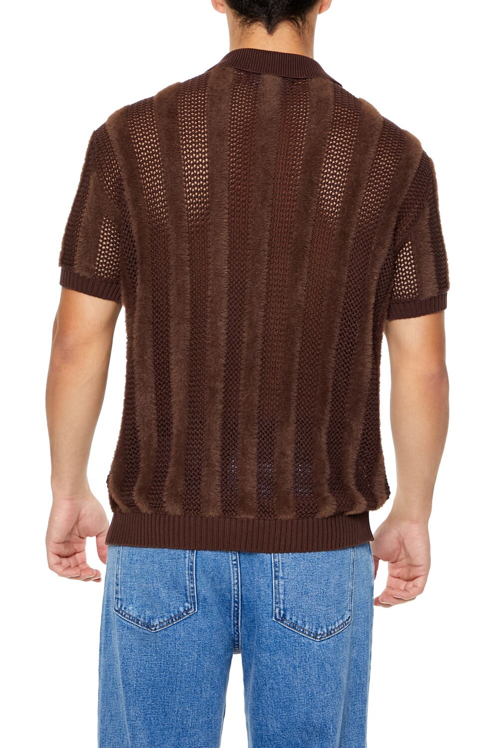 Striped Sweater-Knit Polo Shirt-Feelings Star