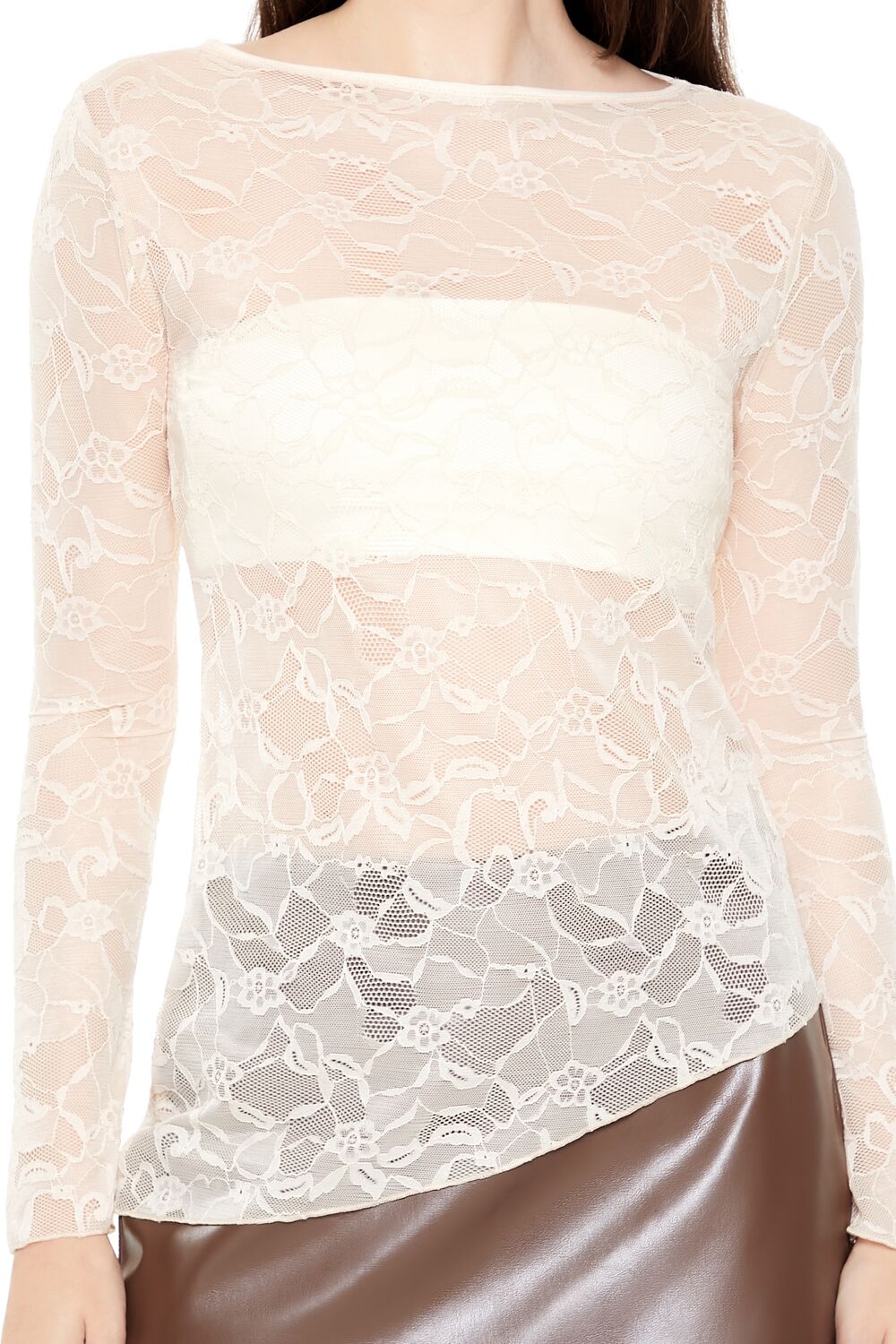 Asymmetrical Sheer Lace Top-Feelings Star