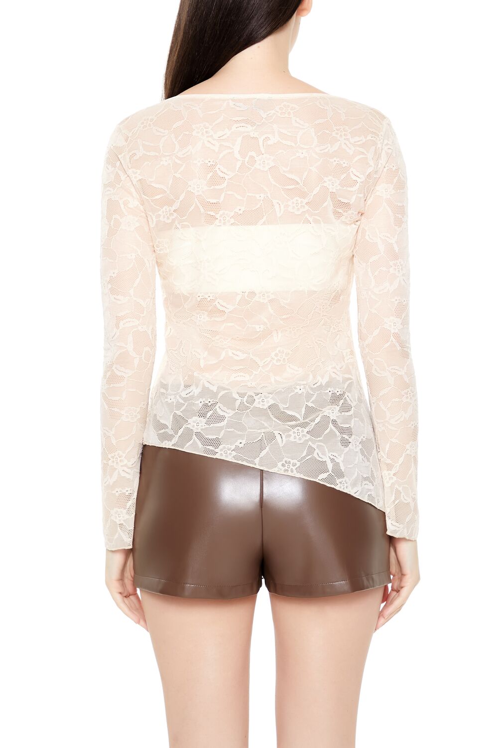 Asymmetrical Sheer Lace Top-Feelings Star