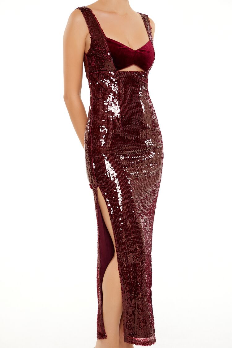 Sequin Cutout Maxi Dress-Feelings Star