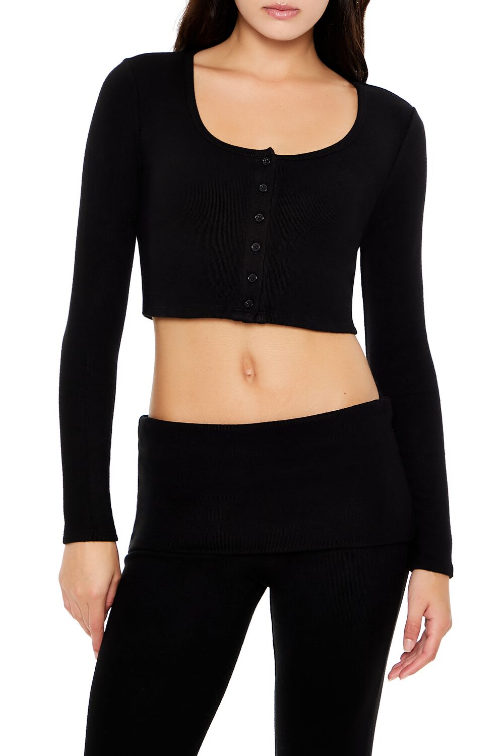 Button-Front Crop Top-Feelings Star