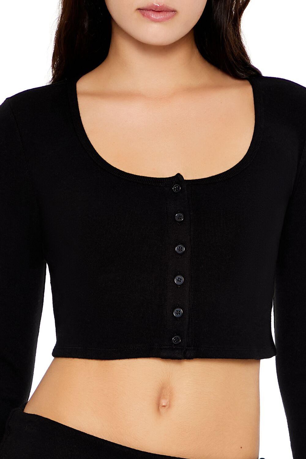 Button-Front Crop Top-Feelings Star