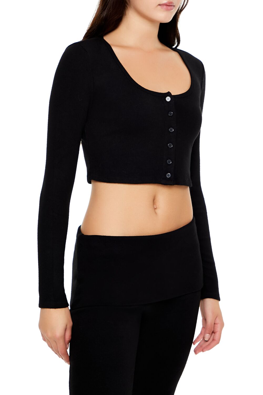 Button-Front Crop Top-Feelings Star