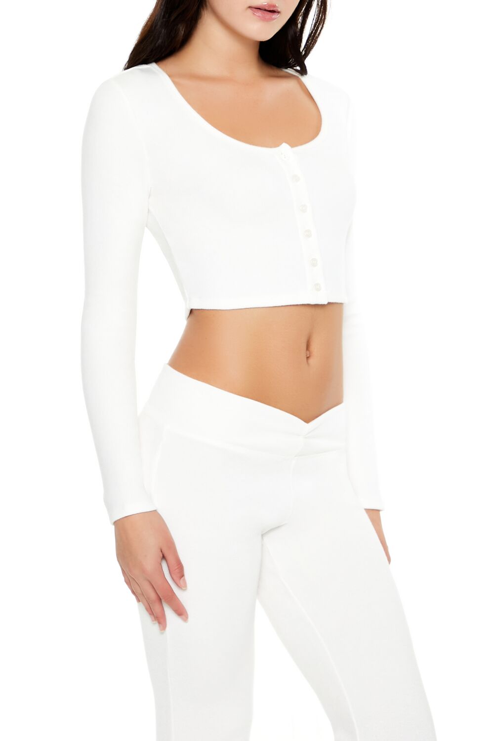 Button-Front Crop Top-Feelings Star