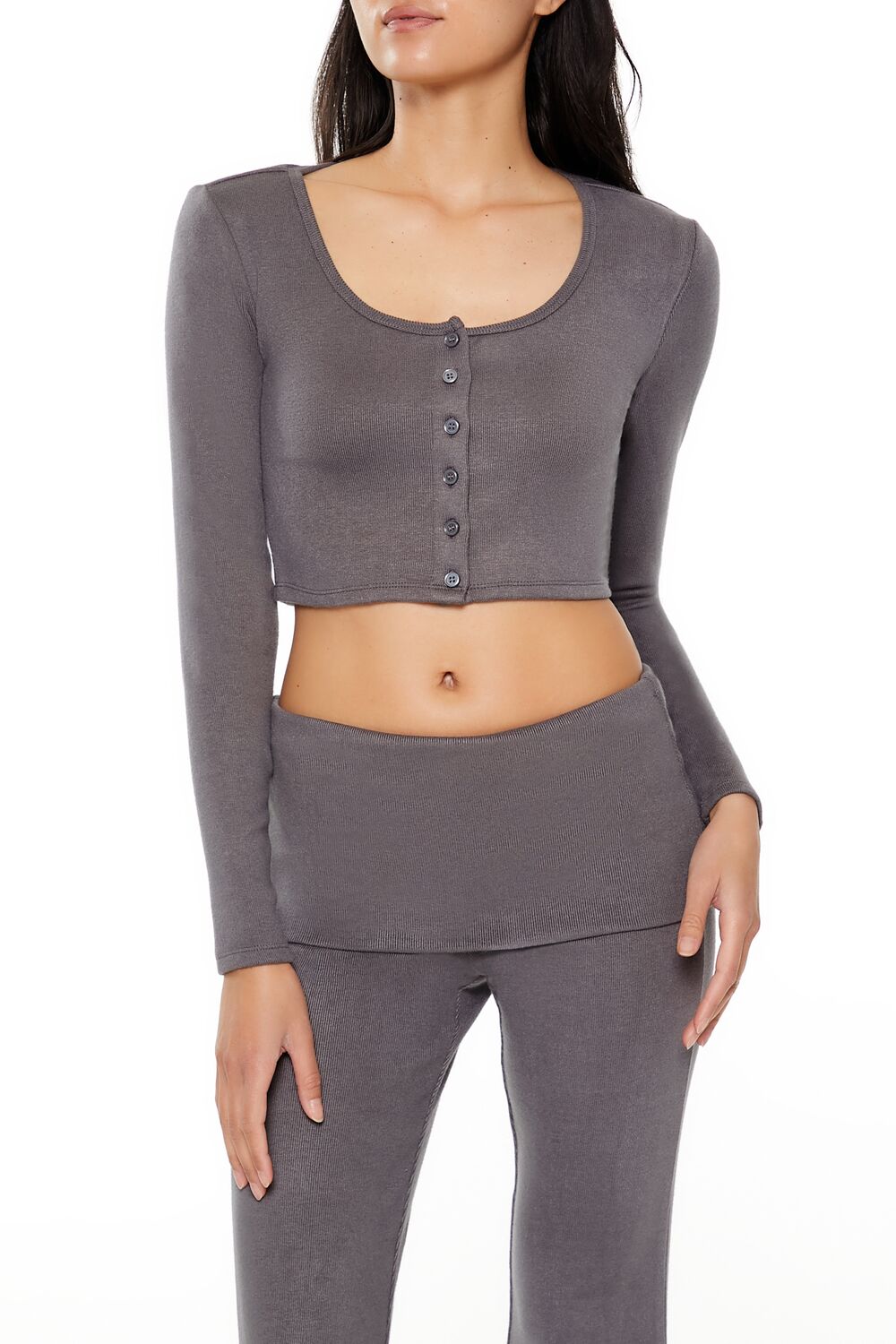 Button-Front Crop Top-Feelings Star