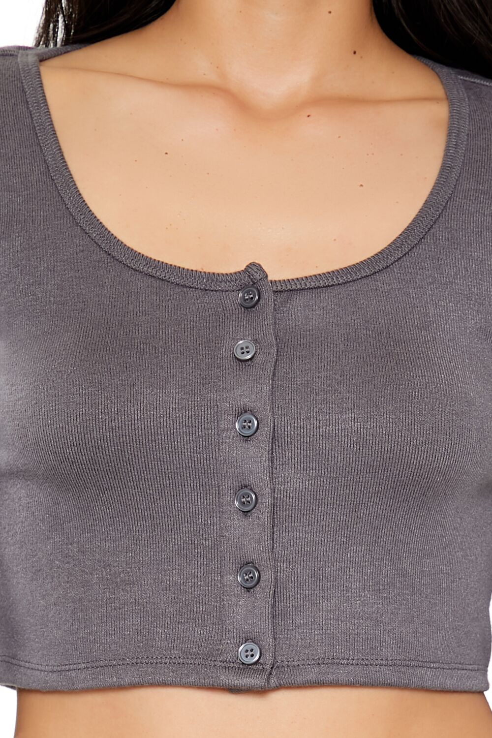 Button-Front Crop Top-Feelings Star