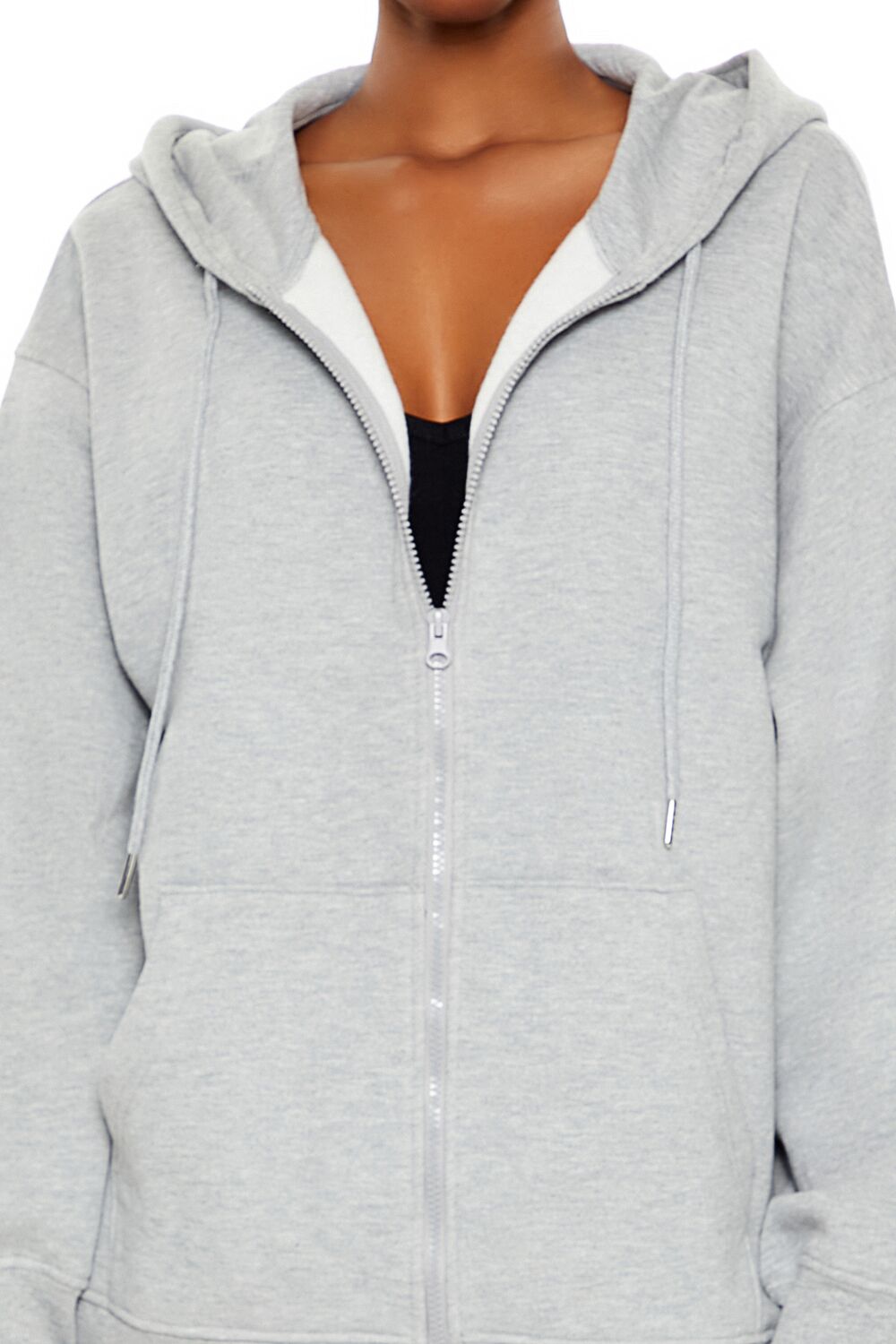 Oversized Fleece Zip-Up Hoodie-Feelings Star