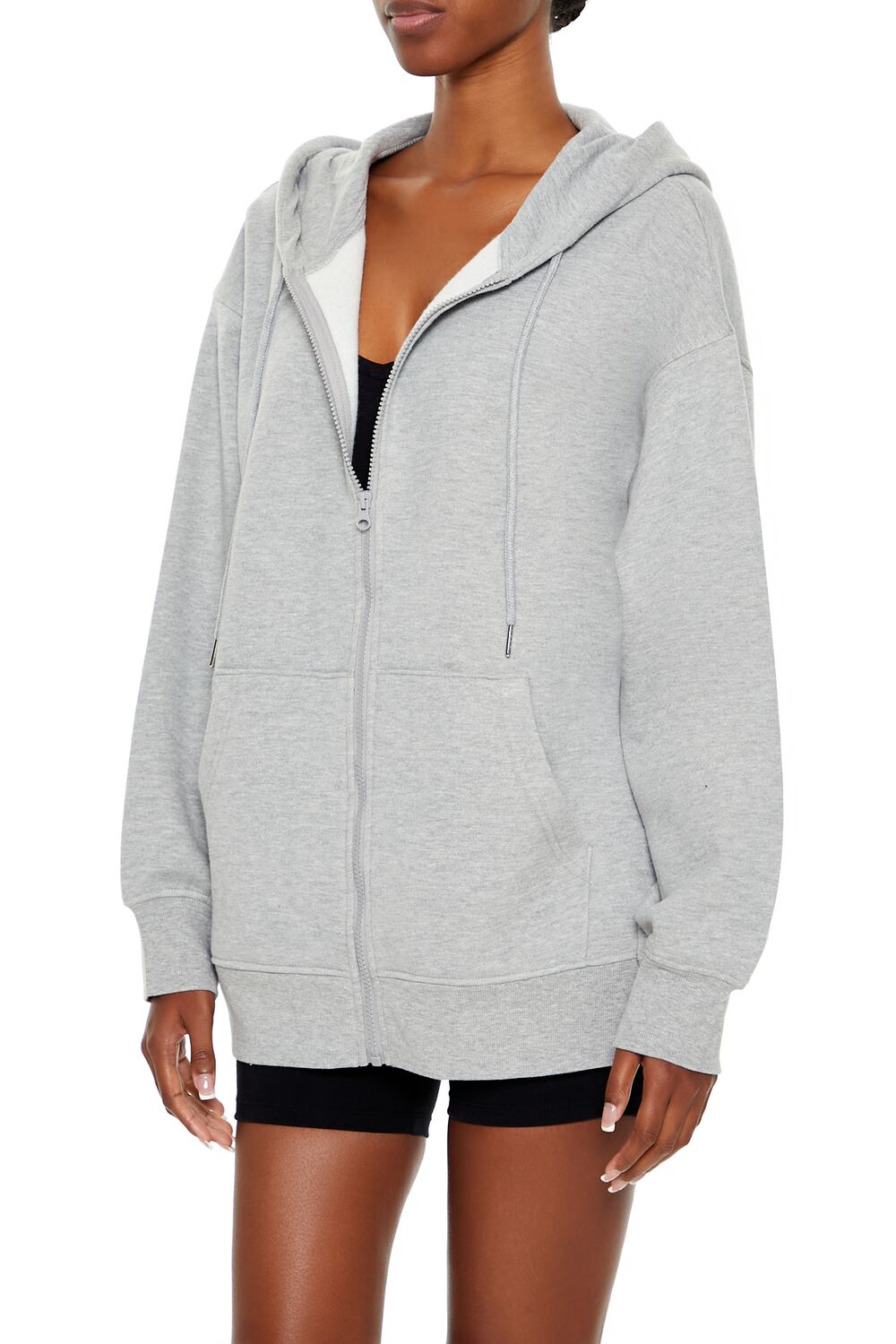 Oversized Fleece Zip-Up Hoodie-Feelings Star