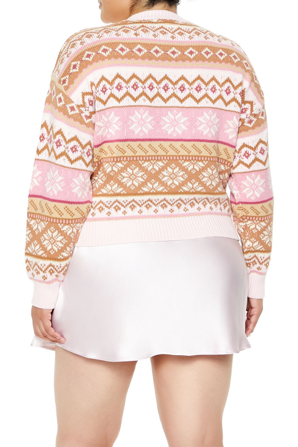 Plus Size Fair Isle Snowflake Cropped Sweater-Feelings Star