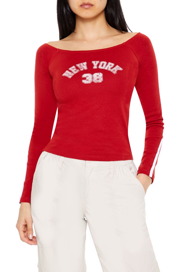 Striped New York 38 Raglan Tee-Feelings Star